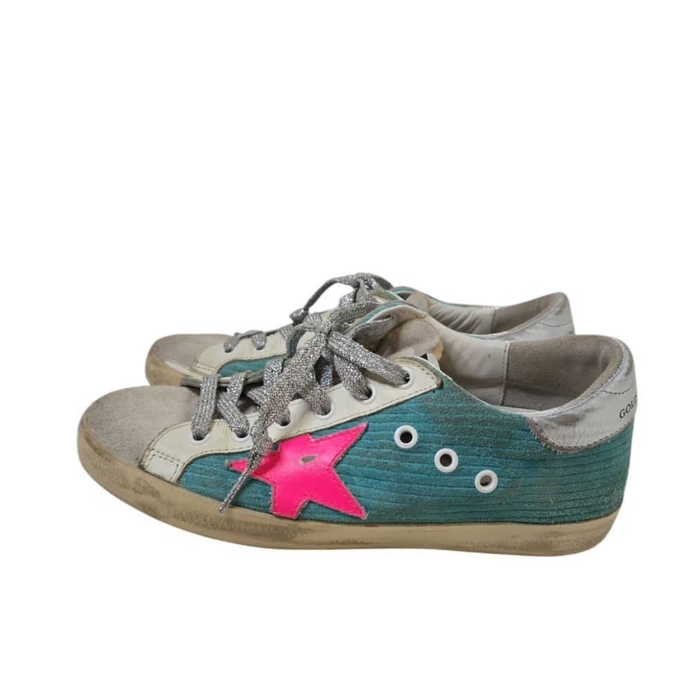 Golden Goose Super-Star sneakers in turquoise suede Size 37 - Picture 3 of 9